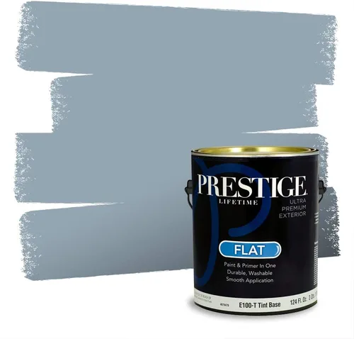 Miniatura 50 de Pintura Exterior + imprimación PRESTIGE, todo-en-uno, 1 galón, acabado mate, color comparable al Valspar* Royal Gray* VS151-Gris real