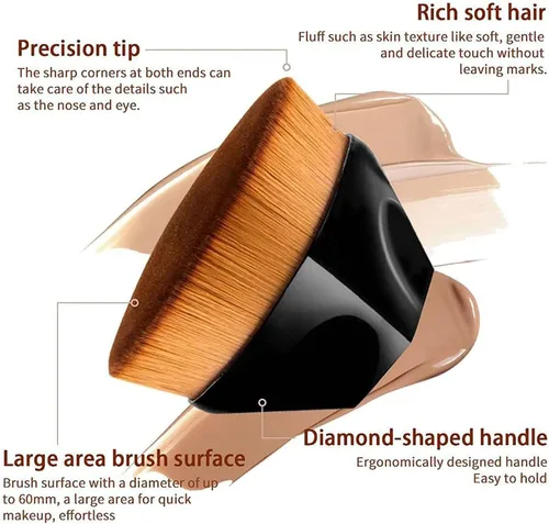 Miniatura 3 de Brochas para Base De Maquillaje, Cepillo De Maquillaje Con Tapa Plana con Estuche de Almacenamiento, Cepillo de Base Kabuki de parte superior plana