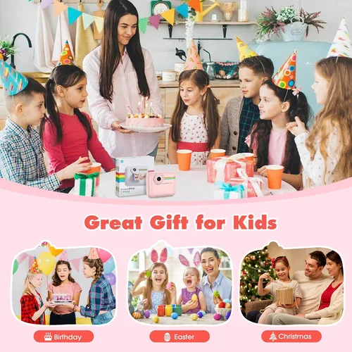Miniatura 7 de Cámara para niños, impresión de fotos instantánea, cámaras duales de video digital HD para niños pequeños, cámara digital para niños que imprimen