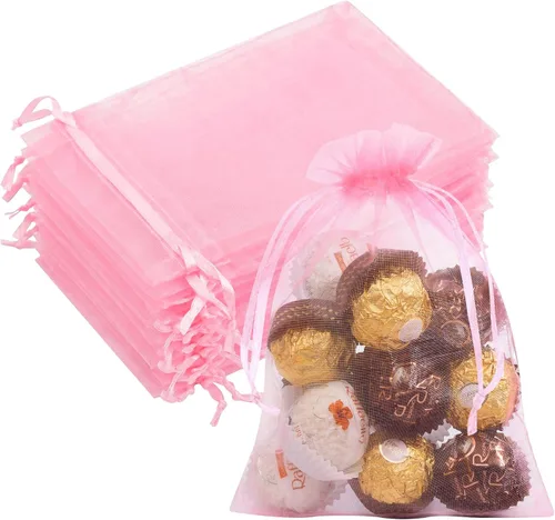 Miniatura 22 de Bolsas de organza de 3x4 pulgadas, 50 paquetes de pequeñas bolsas de regalo de malla con cordón, bolsas de muestra para fiesta, boda, baby shower