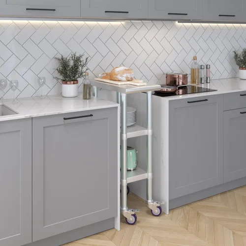 Miniatura 7 de AmGood Stainless Steel Work Table with 2 Shelves and Casters Metal Utility Table On Wheels