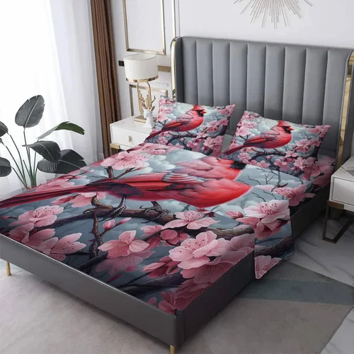 Miniatura 9 de Cardinal Sheets - Juego de sábanas tamaño individual, sábanas de microfibra suave con bolsillo profundo, sábanas y fundas de almohada estampadas sin