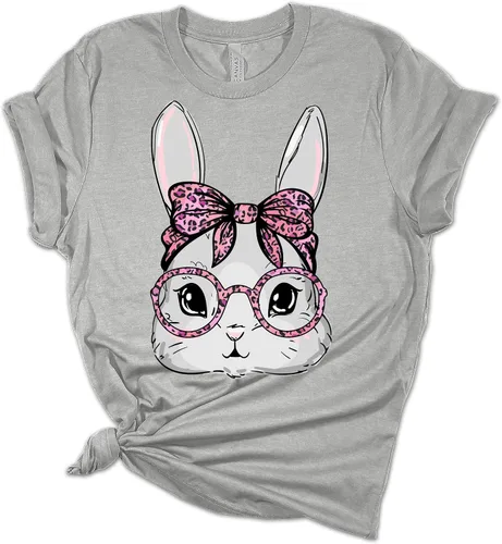 Miniatura 3 de Camiseta de Pascua con cara de conejo para mujer, lindas camisetas con gráficos divertidos