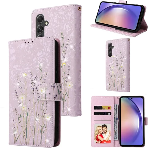 Miniatura 17 de UEEBAI Funda tipo billetera para Samsung Galaxy A16 4G/5G, cubierta de cuero PU con soporte, bloqueo RFID, funda flip con ranuras para tarjetas