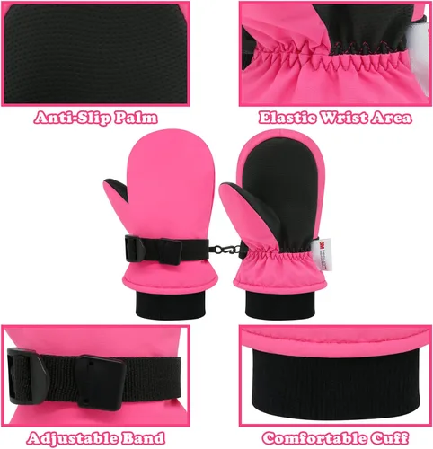Miniatura 5 de Sarfel Guantes impermeables para niños pequeños, guantes de esquí, guantes de nieve, guantes para bebé, Thinsulate 1-7 años