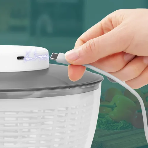 Miniatura 7 de Escurridor para lavadora de verduras, 500 rpm, eléctrico, recargable, desmontable, para ensalada
