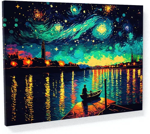 Miniatura 15 de Sense Canvas Pop Art The Starry Night 20 - Lienzo decorativo para decoración del hogar, póster grande de 40 x 30 pulgadas, 0.75 pulgadas