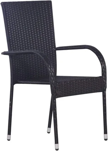 Miniatura 4 de 2 sillas de comedor de ratán para patio, sillas de patio apilables para exteriores, ratán de polietileno con reposabrazos y marco de acero, juego