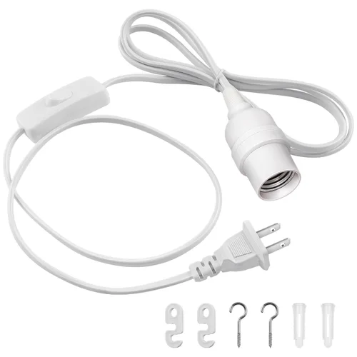 Miniatura 18 de DiCUNO Cable de extensión de linterna colgante E26, lámpara de control de interruptor de cable en línea para enchufar y apagar, 6.6 pies, negro