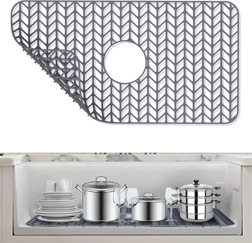Miniatura 12 de AWOKE Protectores de fregadero para fregadero de cocina, alfombrilla protectora de fregadero de cocina - 28.4"x15.2" Alfombrilla plegable