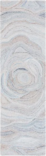 Miniatura 2 de SAFAVIEH Abstract Collection - Alfombra de pasillo, 2 pies 3 pulgadas x 8 pies, beige y azul, lana hecha a mano, ideal para zonas de alto tráfico