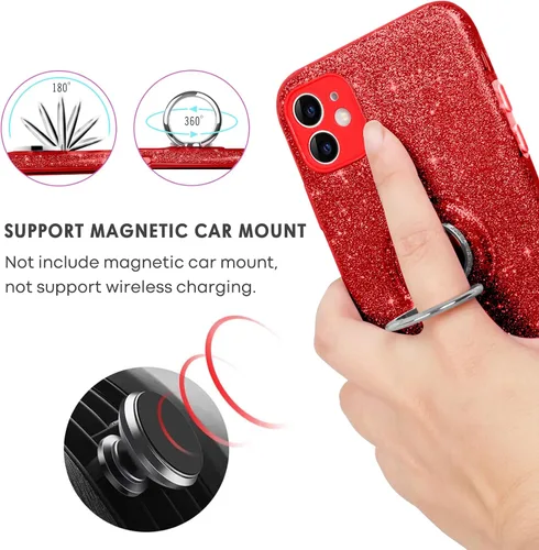Miniatura 3 de Funda para iPhone 11, funda para iPhone 11, delgada, brillante, suave, TPU a prueba de golpes, anillo protector de protección híbrida para niñas