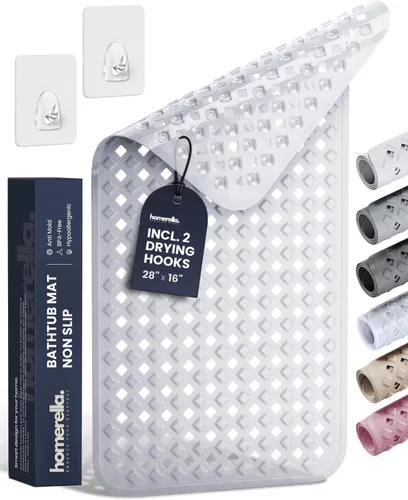 Miniatura 18 de Homerella® Alfombrilla de Bañera Antideslizante 35x16, Incl. Ganchos para Secar, Extra Larga, 100% Libre de BPA, Alfombrilla de Ducha Antideslizante