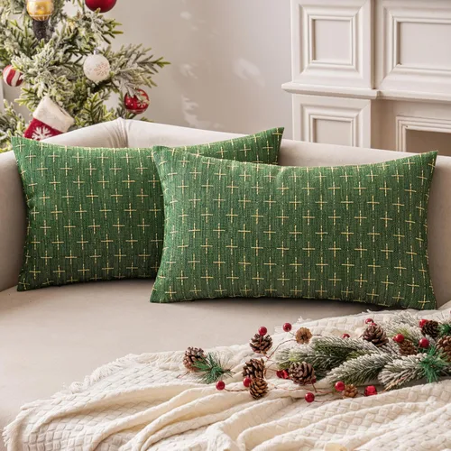 Miniatura 60 de MIULEE - Juego de 2 fundas de almohada decorativas de lino de arpillera, modernas, estilo campestre, rústicas, tejidas, con textura, para sofá