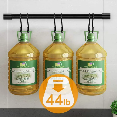 Miniatura 7 de MIAOHUI Riel de cocina con ganchos, ganchos para sartenes y ollas para montaje en pared de cocina, estante de utensilios de cocina con gancho en S