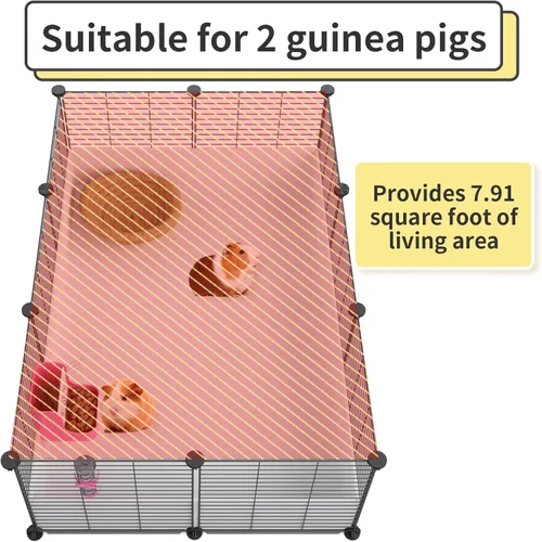 Miniatura 4 de Oneluck Jaula para Cobayas, Hábitat Interior con Fondo de Plástico Impermeable, Corral para Mascotas Pequeñas como Conejos, Tortugas, Hámsteres