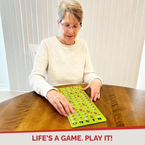Miniatura 7 de MR CHIPS Tarjeta Maestra de Bingo con Punta de Dedo Anti-Atasco con Ventanas Deslizantes Tarjetas de Cartón Grande para Cantar Estilo Verde Tablero