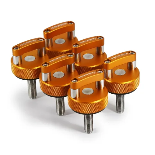 Miniatura 10 de ROCKWORKX Billet Tornillo de pulgar de aluminio duro de extracción rápida, anillo en D integrado, compatible con Jeep Wrangler JK 2007-20018, JL