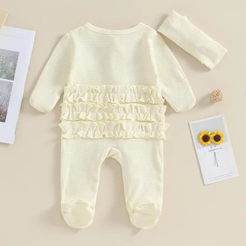 Miniatura 7 de Ropa para bebé recién nacida, con volantes, con cremallera, para llegar a casa, ropa de otoñoinvierno de 0 a 12 meses