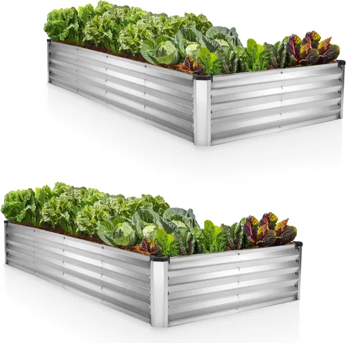 Miniatura 9 de Plant & Plot Camas de jardín elevadas galvanizadas para exteriores/ Jardinera elevada de 6 x 3 x 1 pie para jardinería, verduras, flores, caja