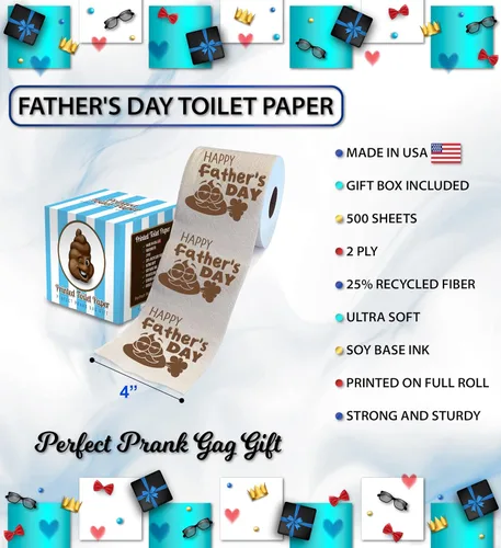 Miniatura 3 de Printed TP Rollo de papel higiénico con estampado de dibujos animados para el Día del Padre, divertido regalo de broma, regalos lindos para papá