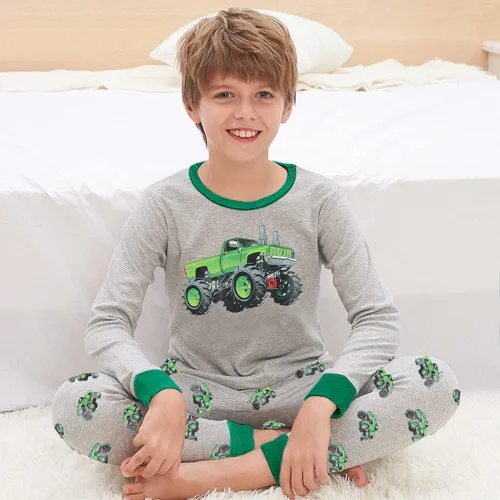 Miniatura 2 de Little Hand Pijamas de algodón para niños pequeños, diseño de dinosaurio, planetas, 2 piezas, ropa de dormir, conjuntos de ropa de dormir de 2 a 7