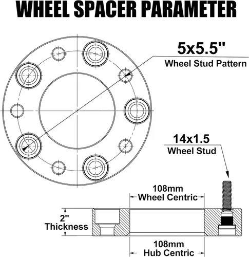 Miniatura 2 de FLYCLE Espaciadores de rueda 5x5.5 de 2 pulgadas para Ram 1500 2012-2018, Espaciador de rueda forjado de 5 tuercas 5x139.7mm de 2" para Ram 1500