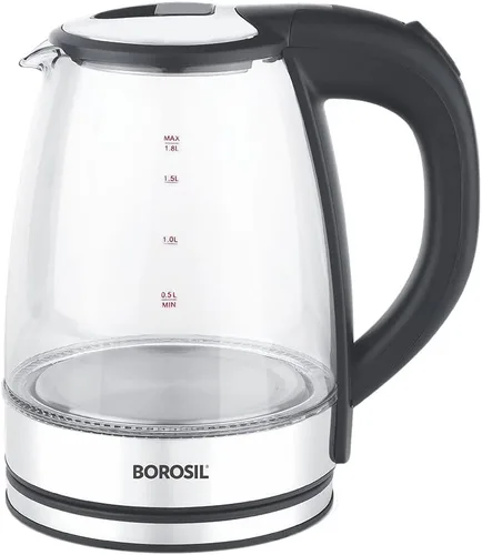 Miniatura 2 de Borosil Hervidor eléctrico de vidrio, vidrio de borosilicato, cable extralargo, protección contra ebullición, base giratoria de 360°, 1.8 L