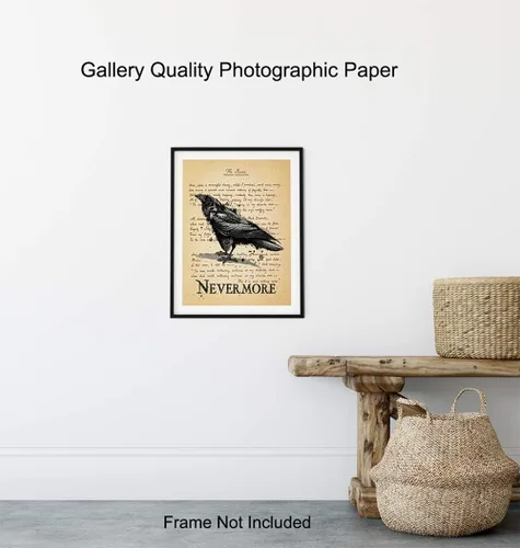 Miniatura 8 de The Raven – Nevermore – Regalos de Edgar Allan Poe – Decoración gótica para la habitación – Decoración gótica para el hogar – Poesía espeluznante