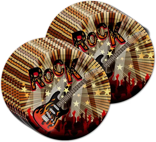 Miniatura 2 de Birthday Galore Rock Star - Juego de suministros para fiestas, platos, servilletas, vasos, vajilla para 16