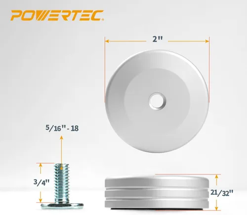 Miniatura 4 de POWERTEC 71669 Tope de pista en T redonda para piezas de trabajo circulares y en ángulo, bloque de parada de pista en T para carpintería, lijado