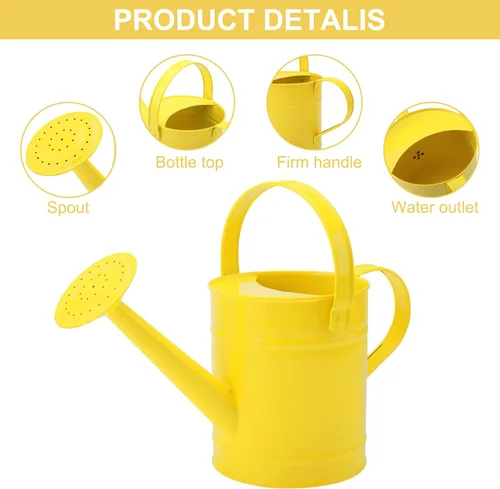Miniatura 11 de Regadera de metal 1.5L/51oz, arte de hierro para plantas al aire libre, amarillo