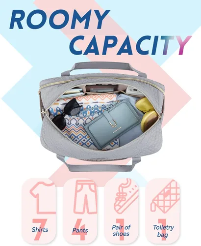 Miniatura 3 de BAGSMART - Bolsa de lona de viaje para mujer, bolsa de mano grande con compartimento para laptop, bolsa de zapatos, Cian, Bolsa de viaje