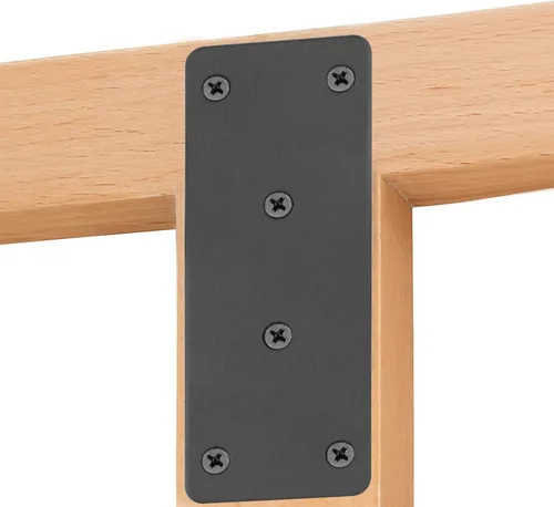 Miniatura 3 de Paquete de 10 placas planas negras de 5 x 1-7/8 pulgadas, soporte recto, placa de reparación de metal para muebles de madera