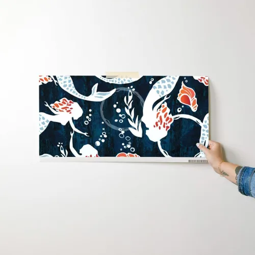 Miniatura 7 de Papel tapiz para despegar y pegar – Acuarela Sirena Natación Azul Marino Algas Coral Sirena Papel pintado extraíble personalizado por Spoonflower