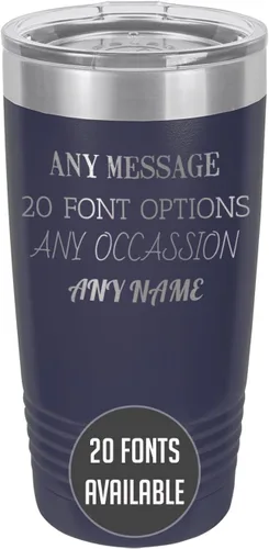 Miniatura 45 de Vaso de acero inoxidable aislado con tapa de 20 onzas (17 colores) personalizado con recubrimiento en polvo, grabado personalizado, nombre