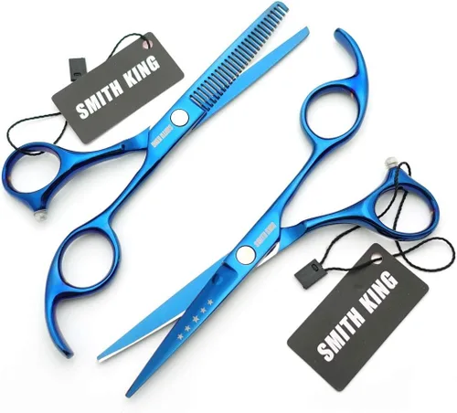Miniatura 3 de Juego de tijeras de corte de cabello de 5.5 pulgadas con peines de afeitar, estuche para tijeras de cuero, tijeras de corte de cabello, tijeras