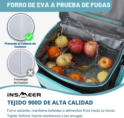 Miniatura 5 de INSMEER Cooler with Wheels and Handle, 80 Cans/50L Rolling Cooler, Portable Soft Sided Cooler with Wheel, 2-in-1 Collapsible Trolley Cart, Large