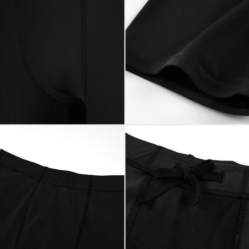 Miniatura 5 de LEAO Traje de baño para niños y jóvenes, color liso, con protección solar UPF 50+, secado rápido, pantalones cortos de natación atléticos