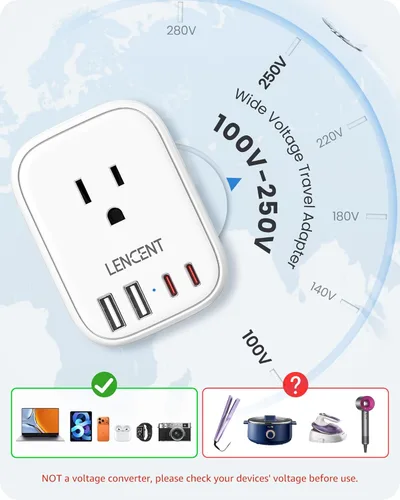 Miniatura 6 de LENCENT Kit adaptador de viaje universal tipo C y tipo D G, adaptador de enchufe internacional para Europa Reino Unido Maldivas Italia Irlanda