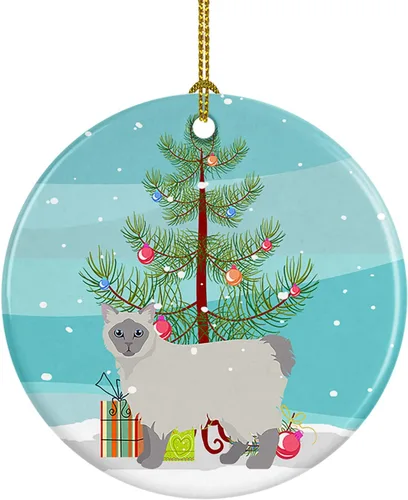 Miniatura 165 de Caroline's Treasures Adorno de cerámica con texto en inglés "Merry Christmas" para colgar en el árbol de Navidad, decoración para el hogar, Navidad