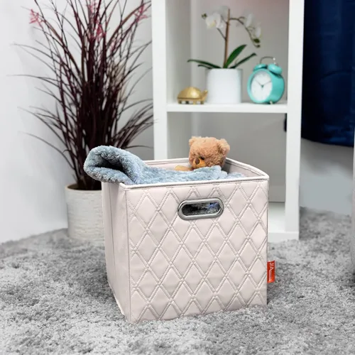 Miniatura 3 de Juego de 2 cestas de almacenamiento plegables beige