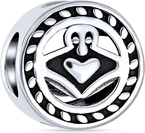 Romántico nudo celta de amor Claddaugh símbolo BFF amistad irlandesa Trinidad religiosa cruz infinito colgante o dije de cuentas para mujeres