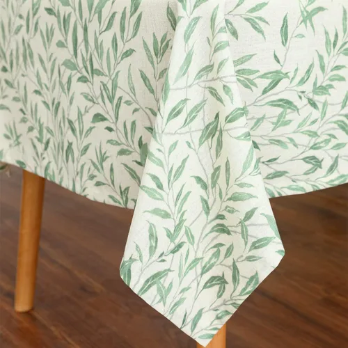 Miniatura 9 de VOGOL Mantel rectangular de lino lavable, resistente a las manchas y a las arrugas, estampado floral y de pájaros, mesa decorativa para mesa