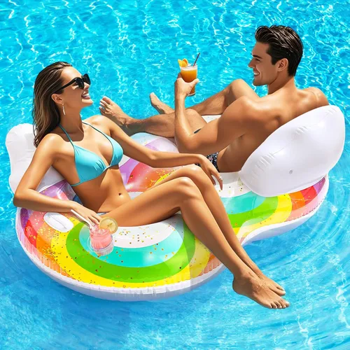 Miniatura 10 de HeySplash Inflatable Tanning Pool Lounger Float, Suntan Tub for Adults, Blow Up Sunbathing Pool with Integrated Pillow and Cup Holder, Heavy Duty
