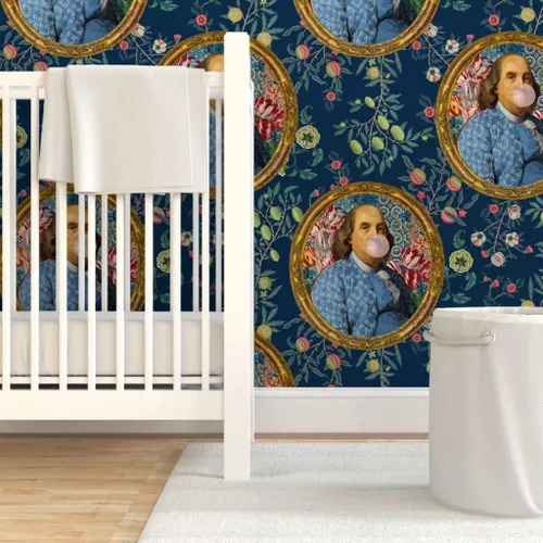 Miniatura 6 de Muestro de papel tapiz extraíble – Benjamin Franklin Botánico Caprichoso Retrato Histórico Papel pintado personalizado pre-pegado por Spoonflower