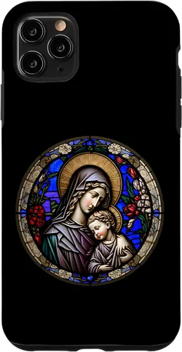 Miniatura 12 de Funda para iPhone 11 Religious Blessed Virgin María y Jesús con diseño de vidrieras