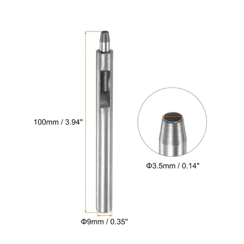 Miniatura 2 de HARFINGTON 2 piezas de perforador de cuero de 0.138 in recto, redondo, ojal, remache a presión, fijador para cuero, artesanía, ropa, bolso, cortina