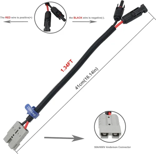 Miniatura 4 de COMeap Conector de panel solar para Anderson 10AWG, compatible con MC-4 a 50A/600 V Anderson Cable de extensión de carga para generador solar