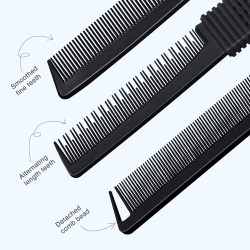 Miniatura 2 de TsMADDTs Peines de cola de rata para mujeres y hombres, juego de 3 peines para trenzar, separar, peinar, dientes finos, color negro